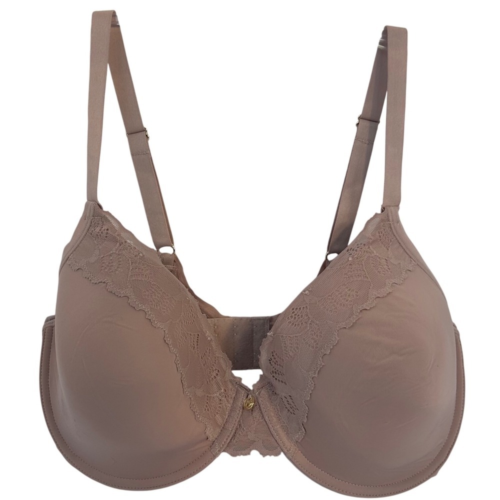 Natori Full Coverage Lace Trim Underwire Bra Beige 34DD‎